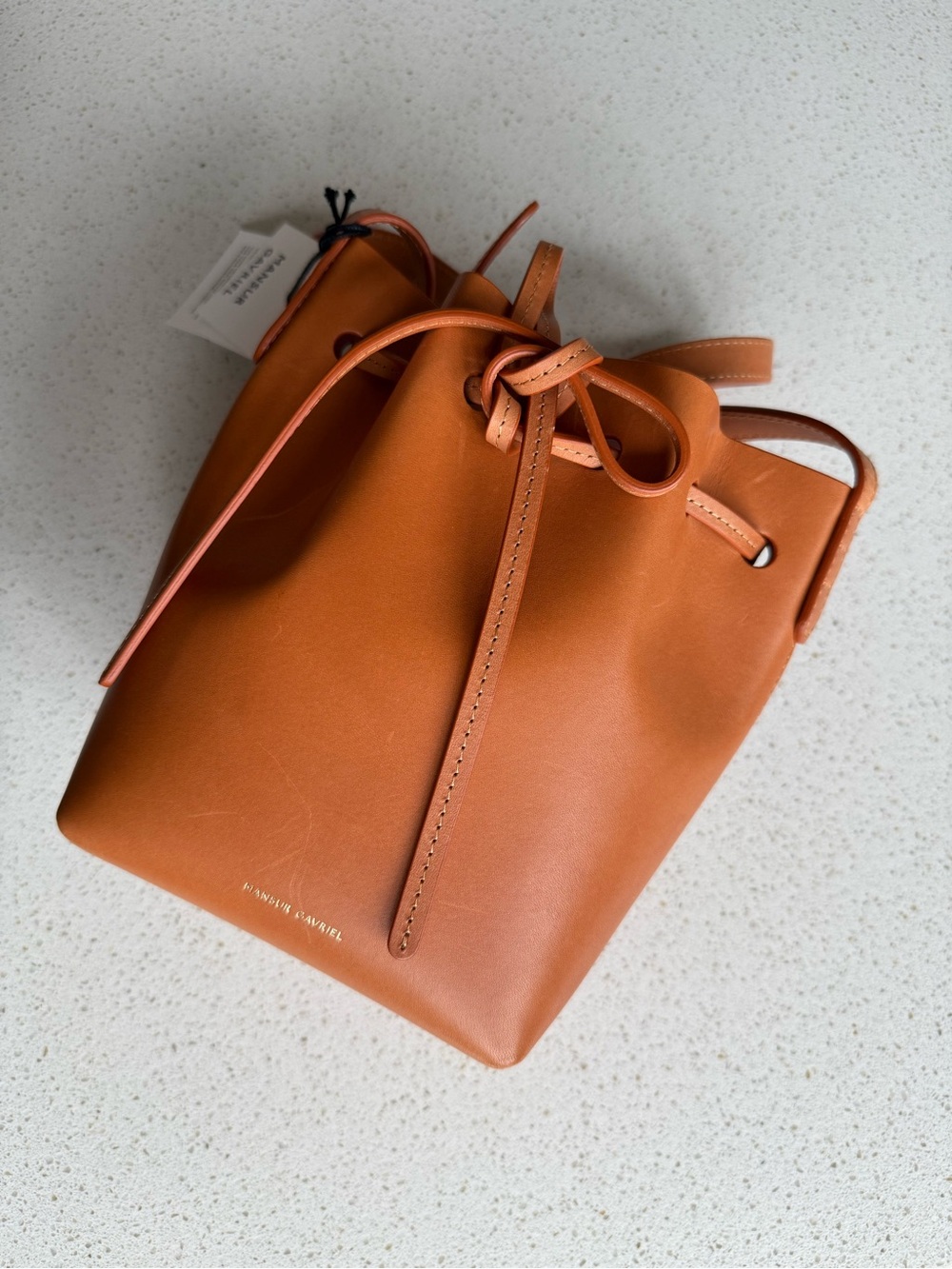 Mansur Gavriel Cognac Leather Mini Bucket Bag